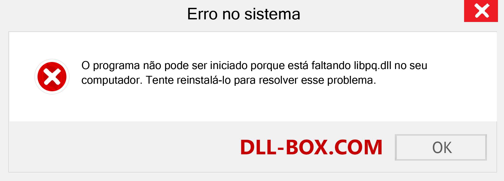 Arquivo libpq.dll ausente ?. Download para Windows 7, 8, 10 - Correção de erro ausente libpq dll no Windows, fotos, imagens